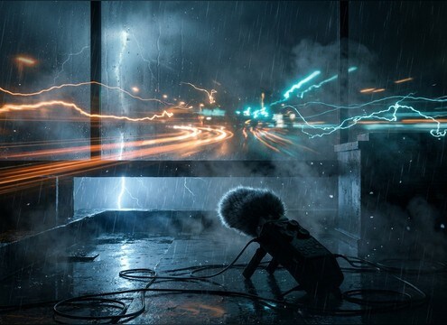 Light thunder hit used as a montage transition