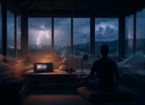 Loopable light thunder ambience for sleep soundscape