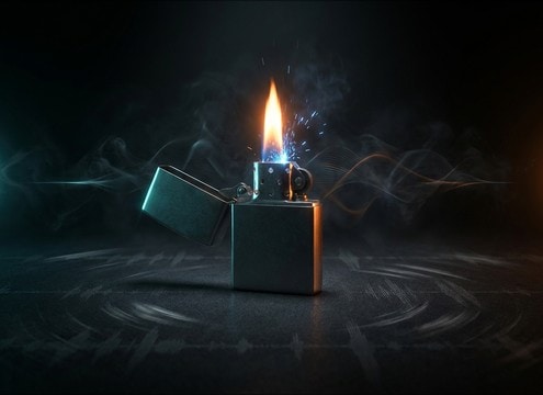 Lighter product demonstration with clean ignition audio