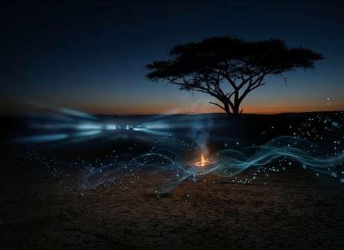 Ambient distant lion roar for a savanna night scene
