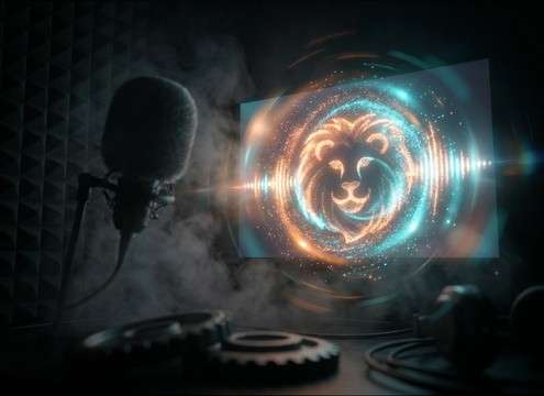 Gentle lion roar for a kids animation scene