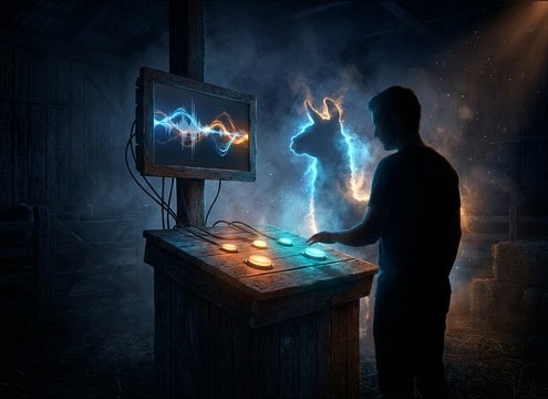 Interactive kiosk playing llama vocal samples