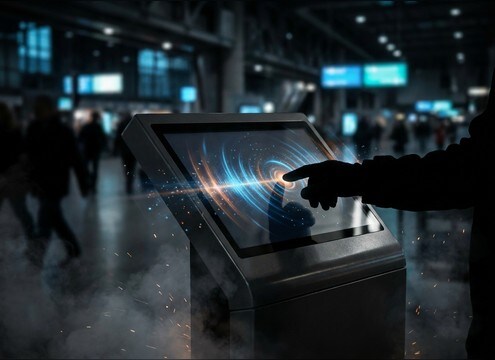 Touchscreen kiosk loading click sound optimized for small speakers