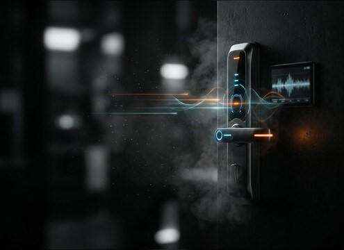 Smart lock app screen with an unlock beep sound