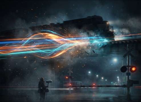 Locomotive whistle SFX for a rail crossing warning shot