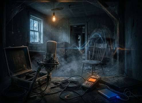 Haunted house ambience track with occasional distant screams