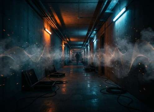 Echoing scream in a hallway chase sequence