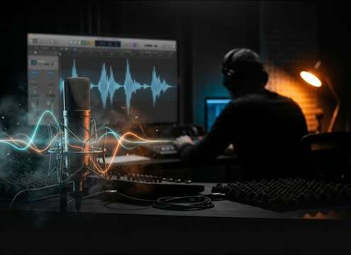 Dry male scream used in an audio drama shock beat