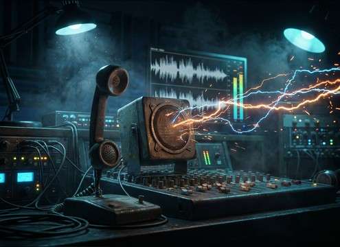 Band-limited scream coming through an intercom