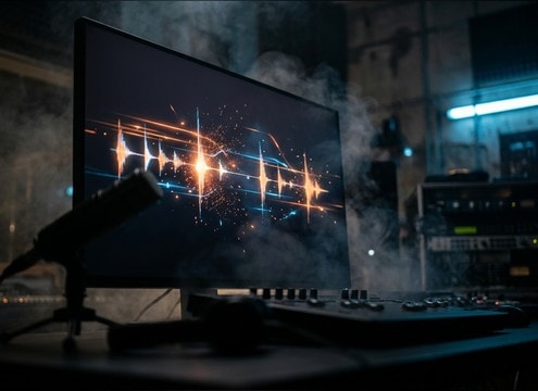 Editor adding a reaction sound under a subtitle card