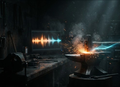 Metal tool hit foley sound effect waveform