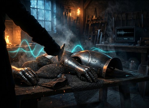 Armor movement metal clink and chain clank foley