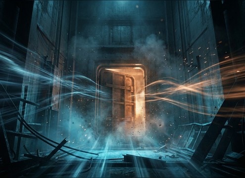 Distant metal clang transition into an empty warehouse