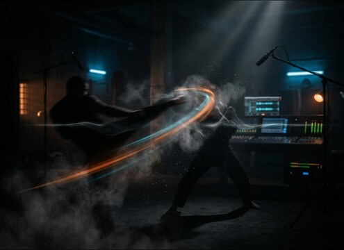 Punch swing and miss swish aligned to a fight animation