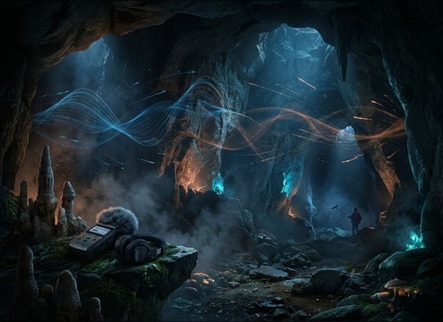 Echoing monster bellow in a cave or dungeon scene