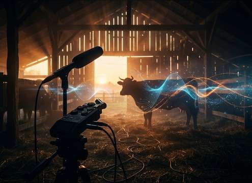 Cow moo sound effect for a farm sunrise video intro