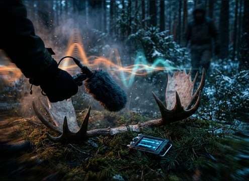 Moose footsteps and antler foley for close-up nature footage