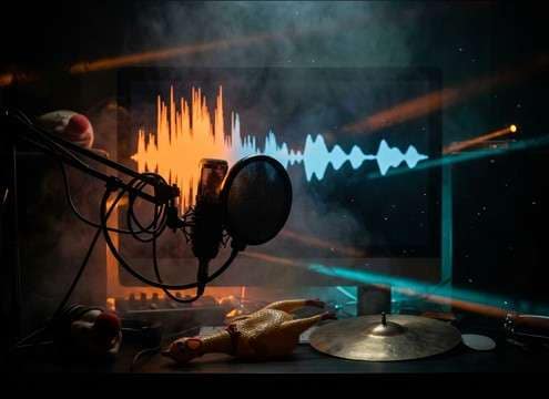Comedy sketch cutaway with newborn cry sound effect