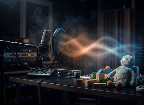 Animated kids scene using a playful no-no voice cue