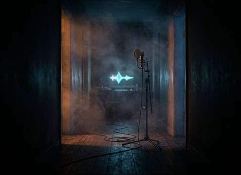 Audio drama script with an off-screen no-no cue
