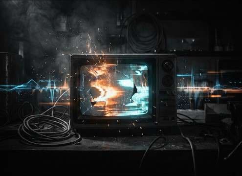 TV static noise for a broken television shot