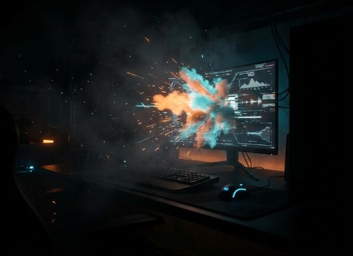 Game UI surprise cue using a glitch OMG sound