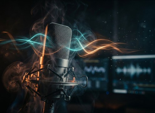 Audio drama session with vocal reaction sound cues