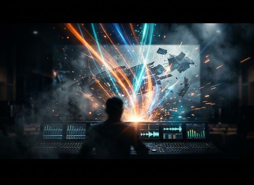 Trailer timeline using a cinematic ooh swell before a title card