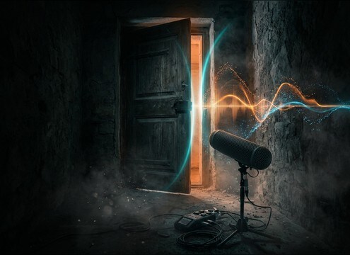 Slow creaking door opening for a suspense scene