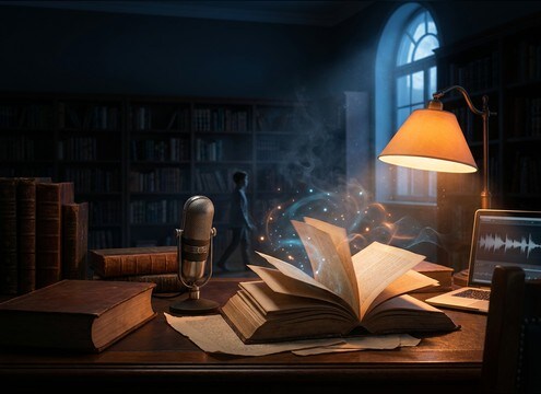 Roomy page flipping sound in a quiet study