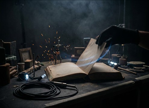 Stop-motion book page flip sync sound
