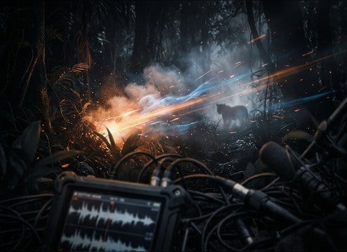 Panther roar for a jungle ambush reveal scene