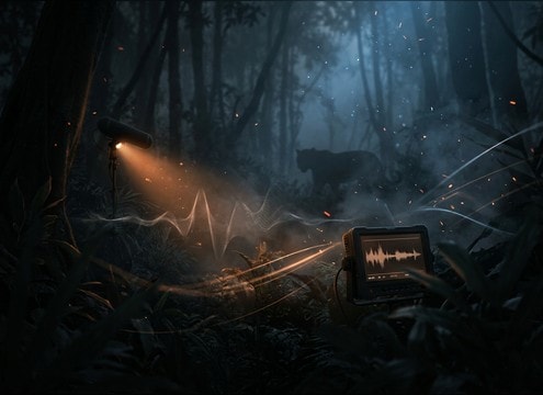 Distant panther calls for documentary wildlife scene