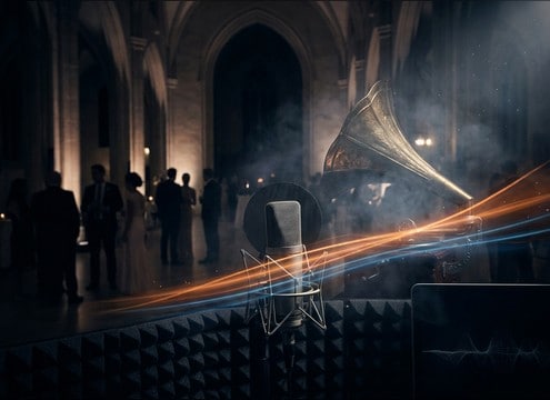 Distant party horn sound for wedding reception entrance