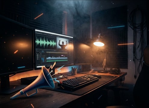 Office announcement using a subtle party horn effect