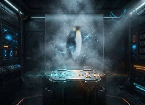 Interactive kiosk playing a penguin call sound