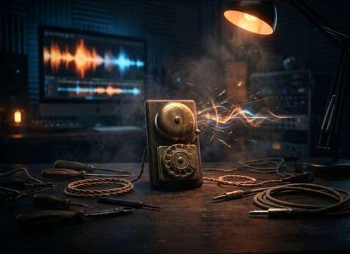 Vintage telephone ringing in a period drama sound bed
