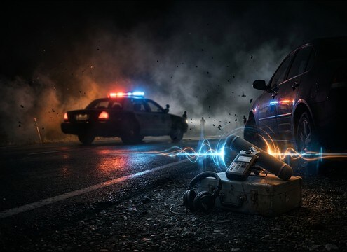 Police car siren for a roadside traffic stop scene
