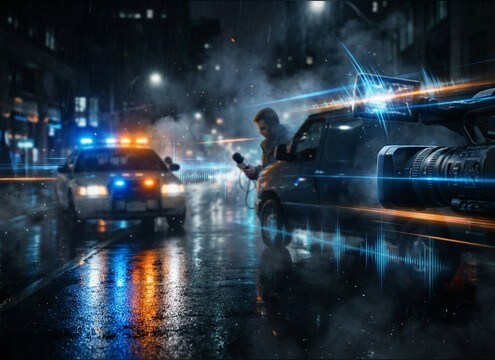Short police siren burst for news b-roll