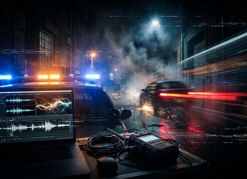 Getaway sequence with urgent police radio updates