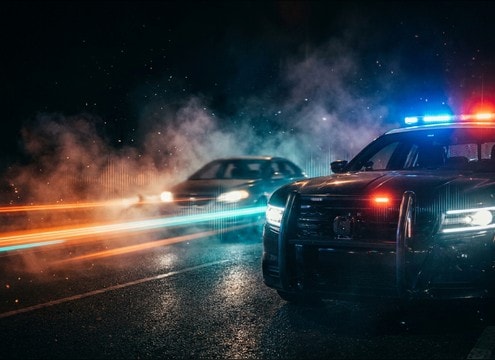 Police siren sound for a roadside traffic stop scene