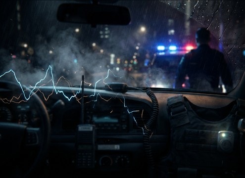 Walkie squelch and dispatch beeps for bodycam audio