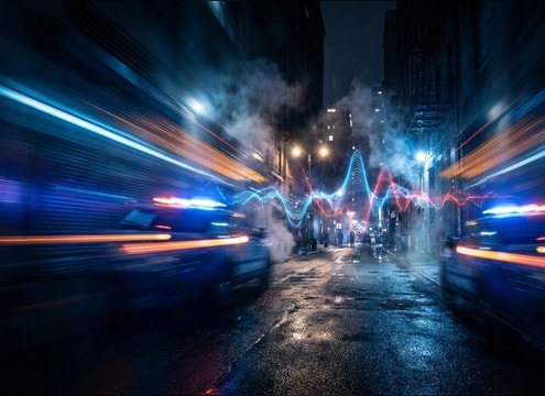 Police siren passby doppler effect for a chase scene