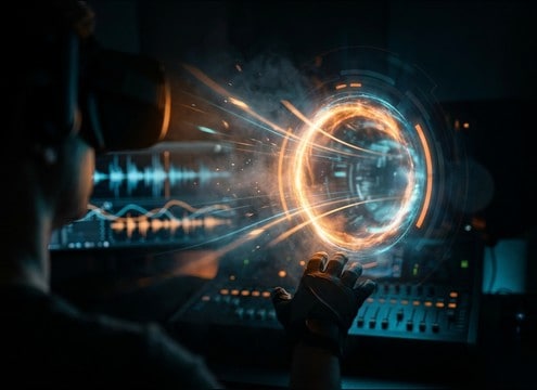 VR portal pass-through whoosh with controlled low end