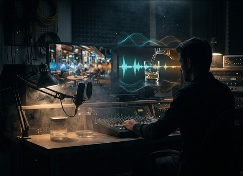 Film edit timeline replacing noisy production audio with foley