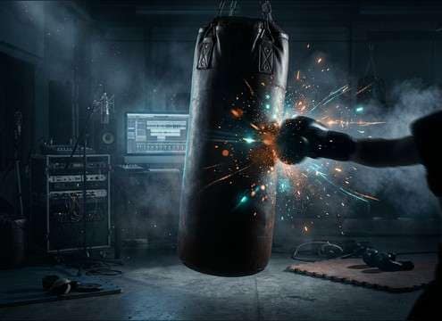 Boxing workout video with added glove punch sound