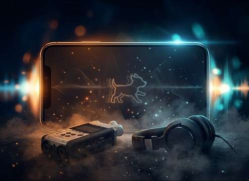 Mobile game pet companion emitting loopable puppy panting audio