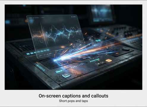 Quick pop sound effect synced to caption sticker animation