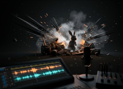 Rabbit thump sting for comedy reveal edit