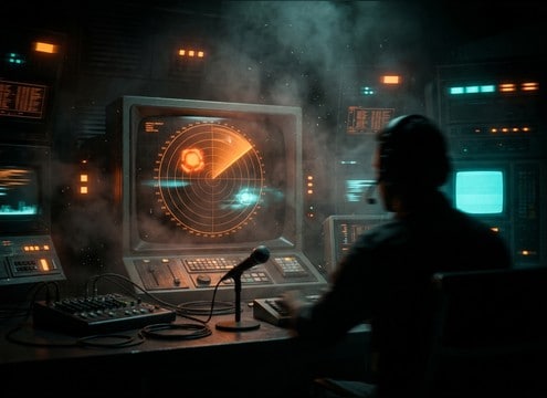 Radar ping sound syncing to a tactical map target reveal